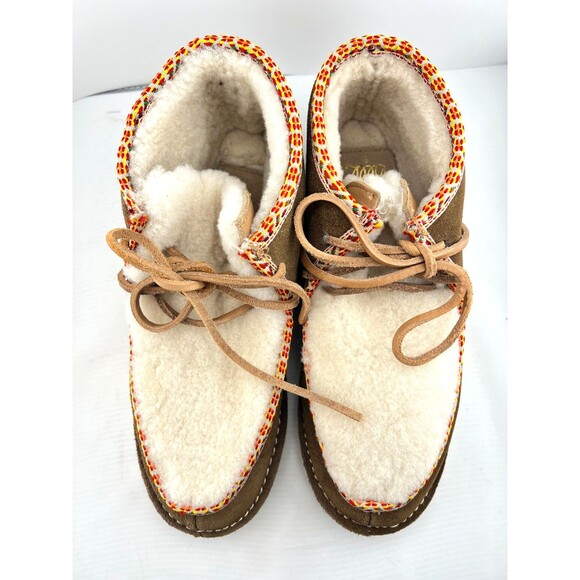 NIB $425 BEEK Alpine Swift Womens 8 Suede Shearling Ankle Boots Booties Chestnut - Picture 6 of 12